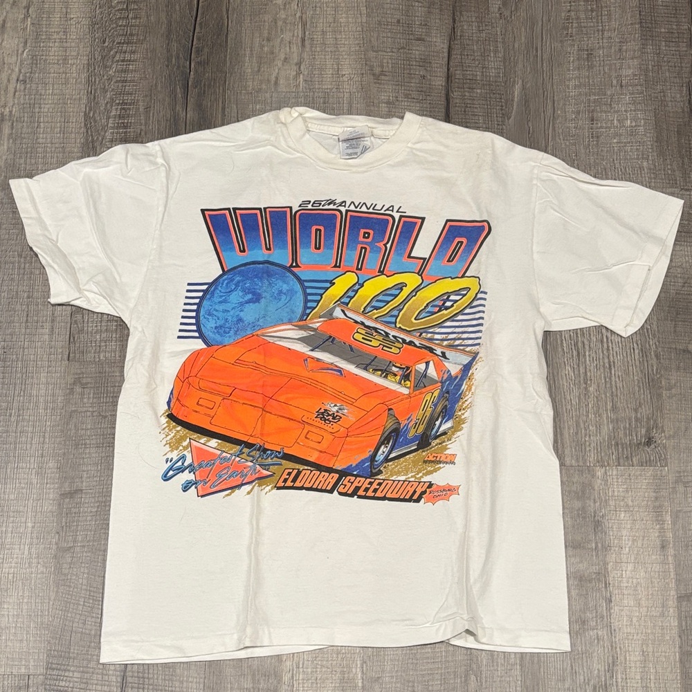 Vintage 1996 26th Annual Eldora World 100 Dirt Late Model Tshirt single stitch